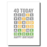 40 Today Wordle Birthday Card